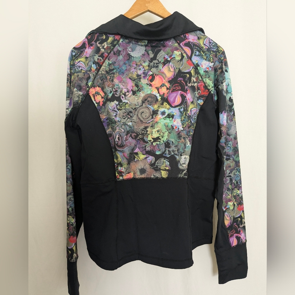 Cynthia Rowley Floral Black Activewear Full Zip Jacket Large - Picture 4 of 10